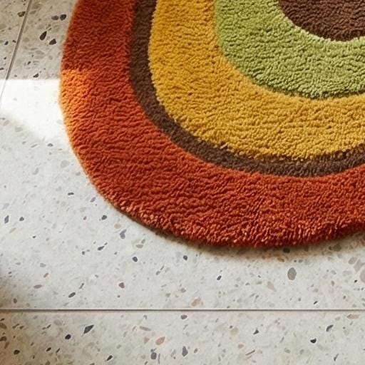 RugverseCreations Retro 70s Psychedelic Swirl Hand Tufted Wool Rug