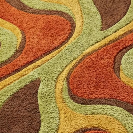 RugverseCreations Retro 70s Psychedelic Swirl Hand Tufted Wool Rug