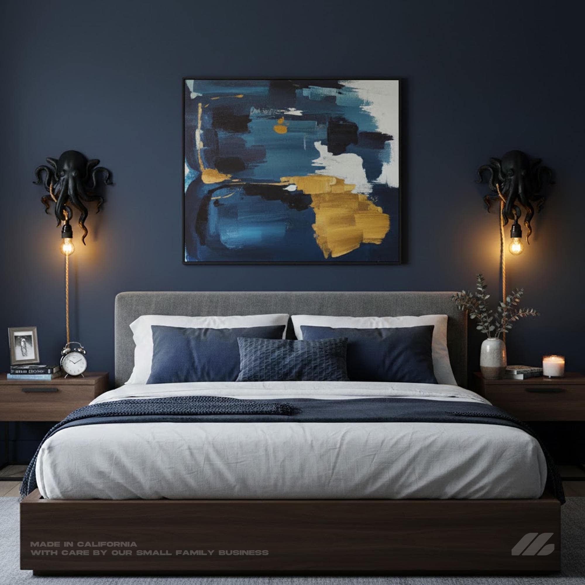 April16studio Black Octopus Wall Lamp 16in Matte Animal Art Sconce