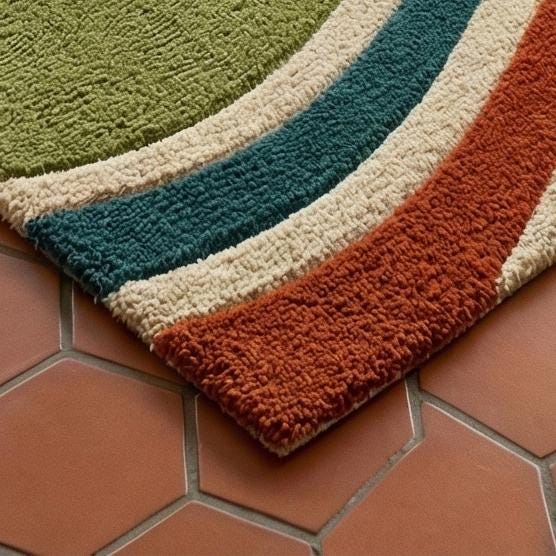 RugverseCreations Mid Century Modern Abstract Square Wool Rug - Hand Tufted