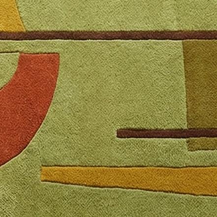 Mid Century Modern Geometric Hand Tufted Wool Rug Mustard Teal Rust