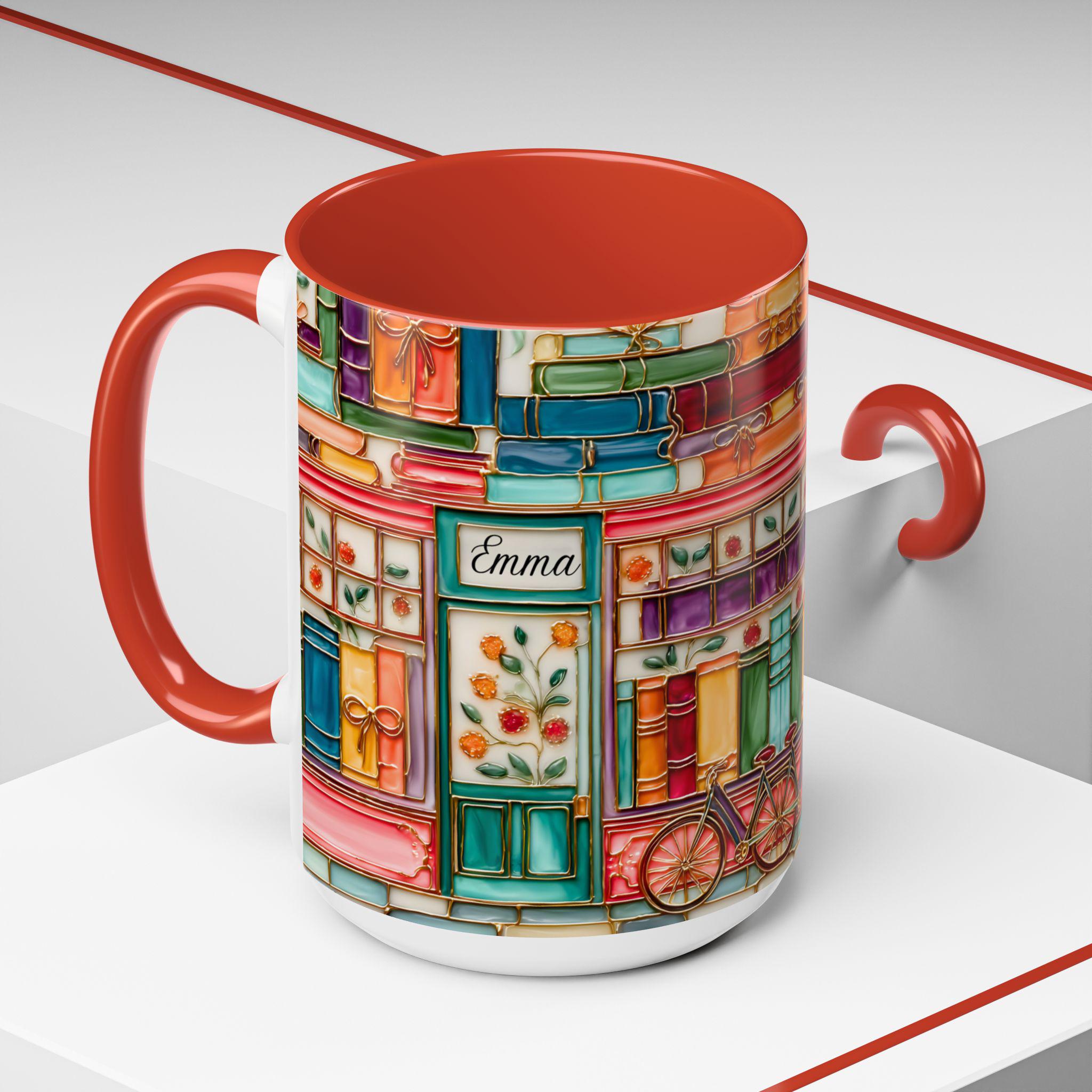 LELORESTORE Personalized Bookshelf Mug Stained Glass Ceramic Coffee Cup