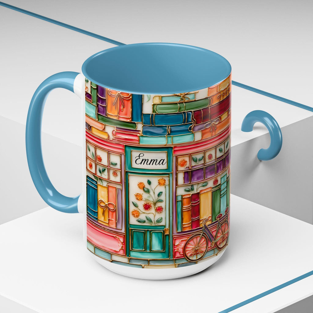 LELORESTORE Personalized Bookshelf Mug Stained Glass Ceramic Coffee Cup
