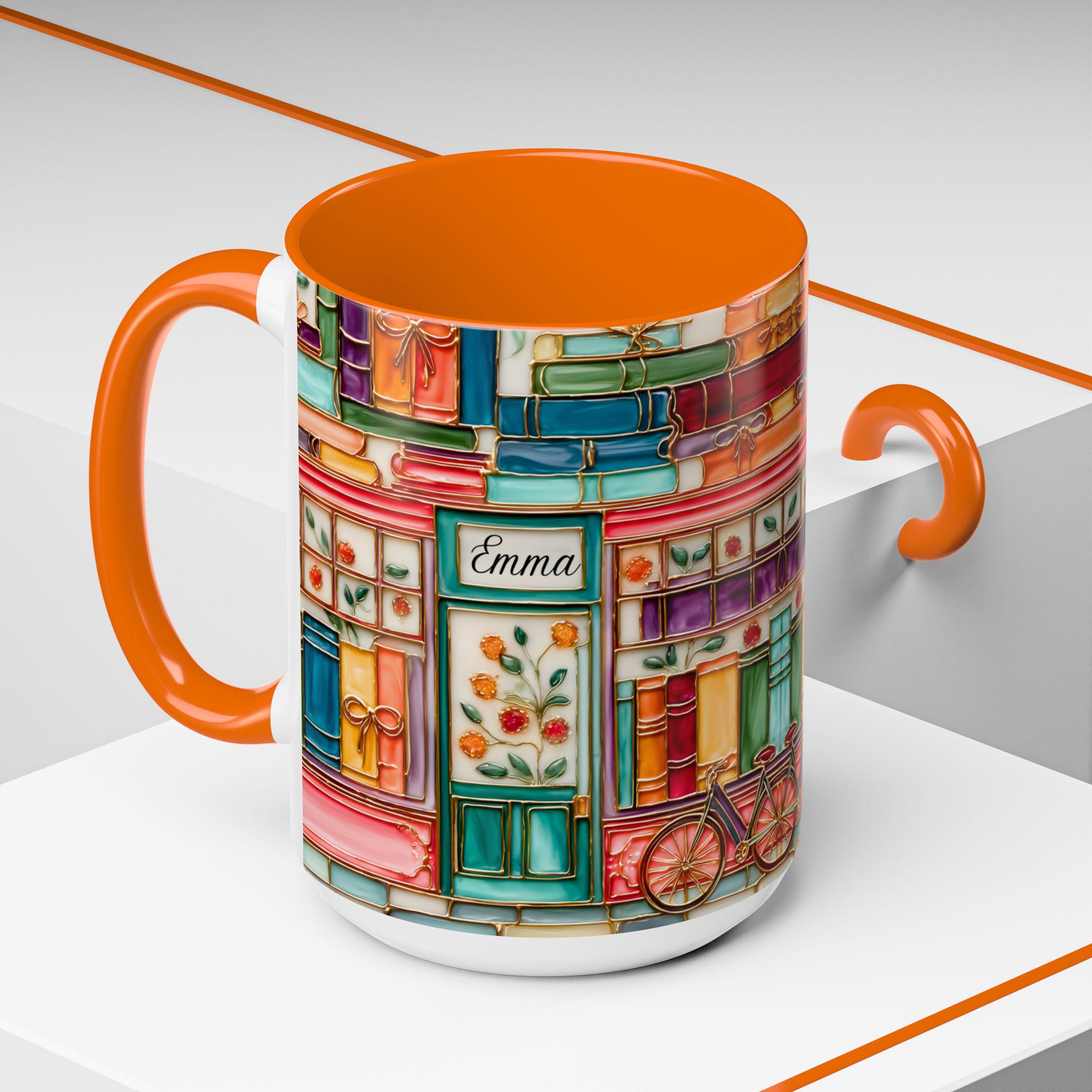 LELORESTORE Personalized Bookshelf Mug Stained Glass Ceramic Coffee Cup