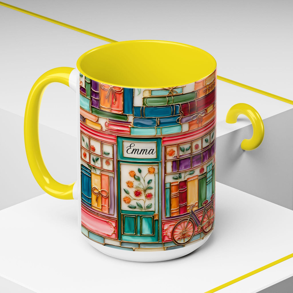 LELORESTORE Personalized Bookshelf Mug Stained Glass Ceramic Coffee Cup