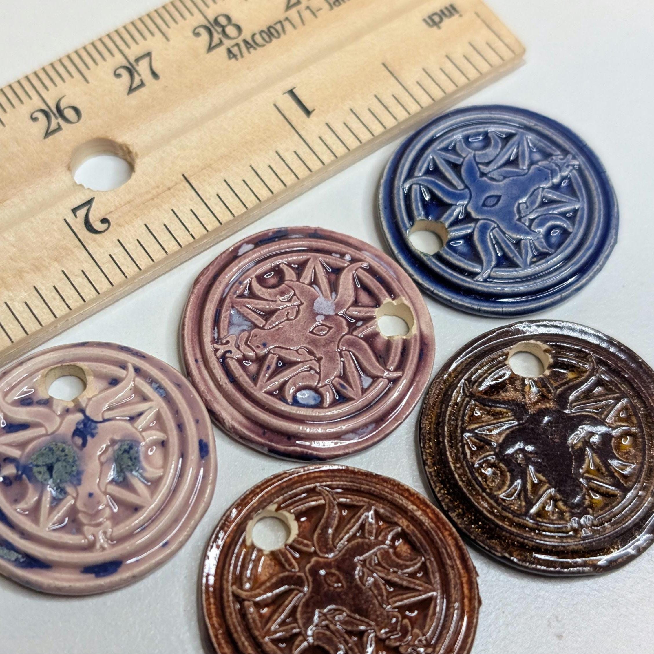 NoctemPottery Baphomet Pentagram Crescent Moon Ceramic Wax Seal Pendant