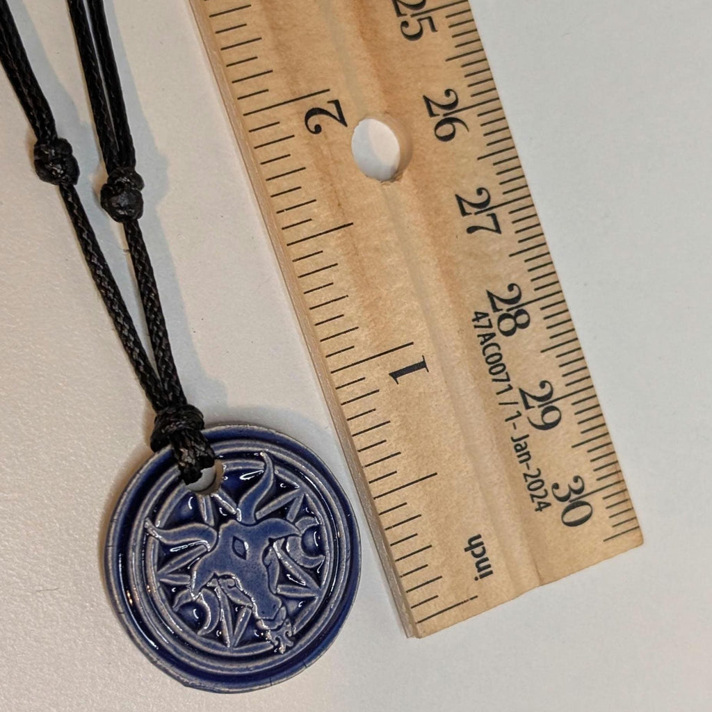 NoctemPottery Baphomet Pentagram Crescent Moon Ceramic Wax Seal Pendant