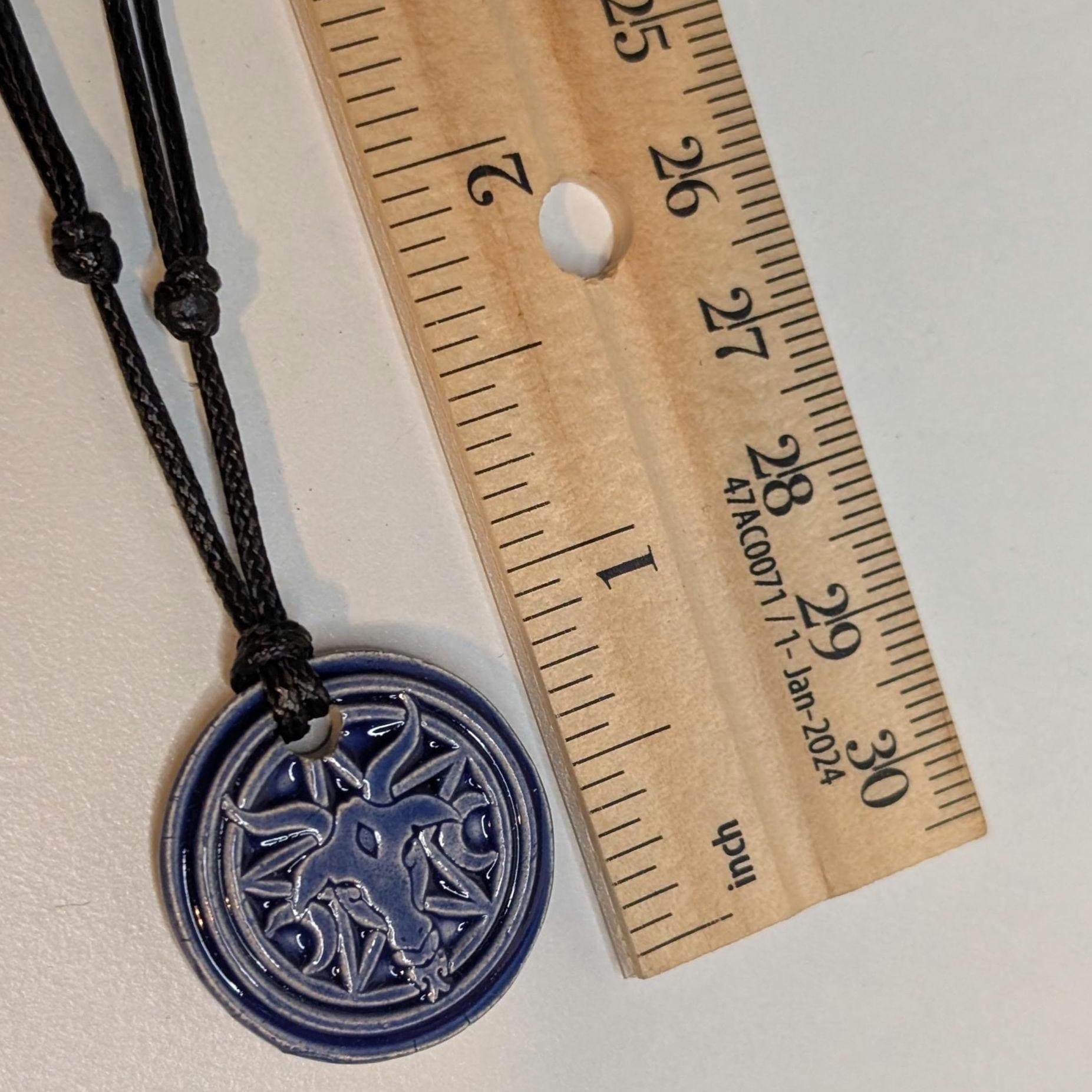 NoctemPottery Baphomet Pentagram Crescent Moon Ceramic Wax Seal Pendant
