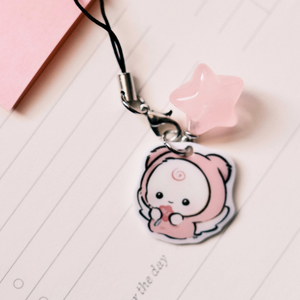 VanillaStarCafe STAY With Your Wings Resin Charm Keychain 1in