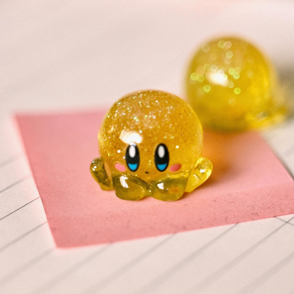 VanillaStarCafe Bubbly Kirby and Sparkling Shimmer Kirby Handmade Resin Charm