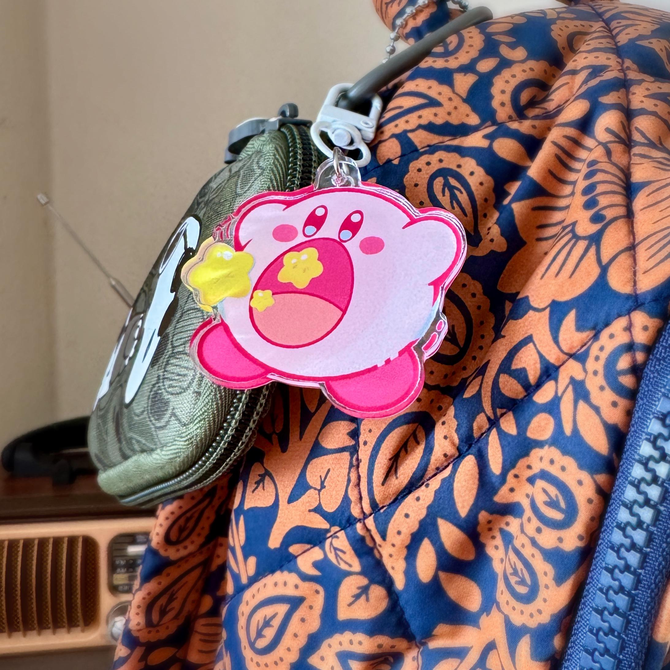 VanillaStarCafe Kirby and Stars Keychain Resin Charm 2 Inch
