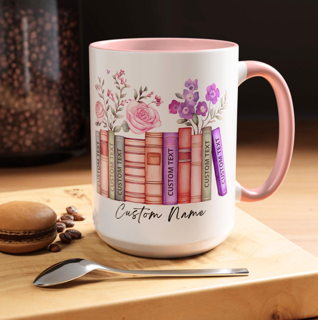 LELORESTORE Personalized Floral Bookshelf Coffee Mug Ceramic Book Lover