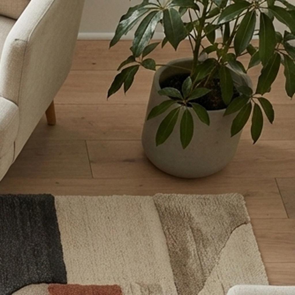 RugverseCreations Hand Tufted Geometric Wool Rug Abstract Bauhaus Beige Rust Grey