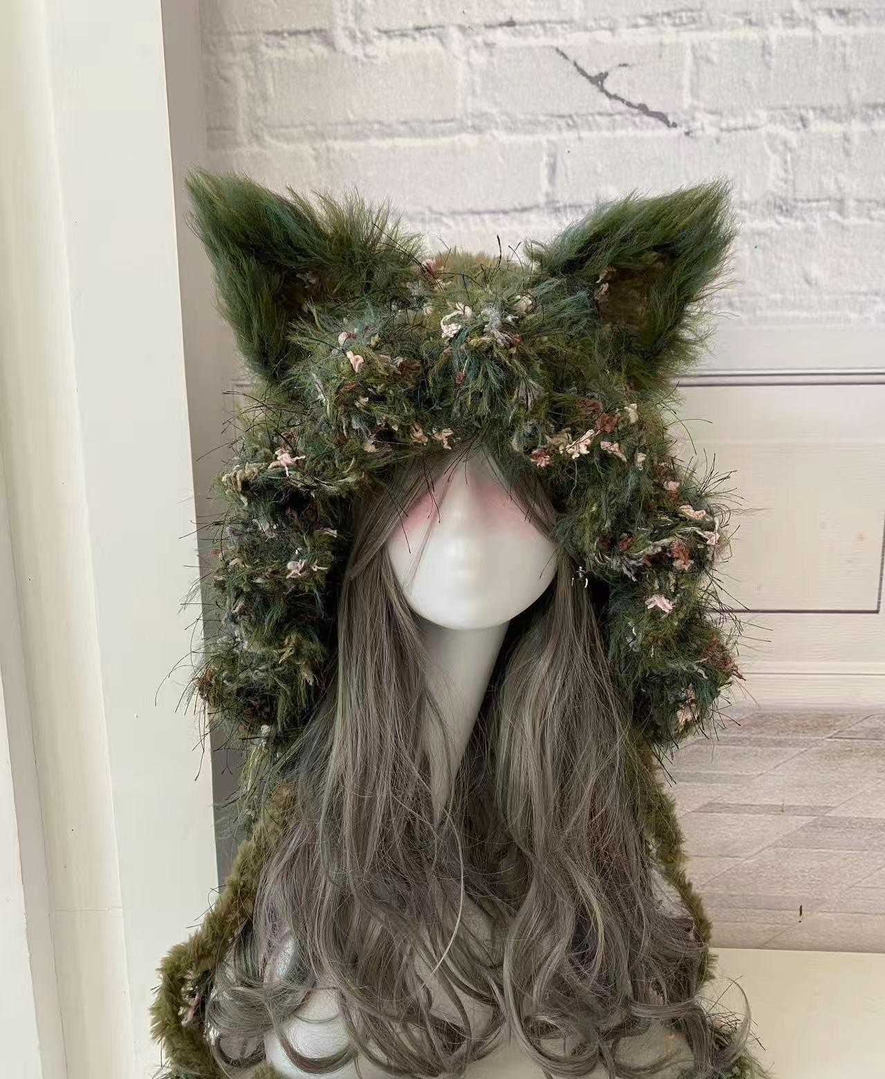 StellarPride Long Fur Woodland Fox Ear Hood Fairycore Forest Festival