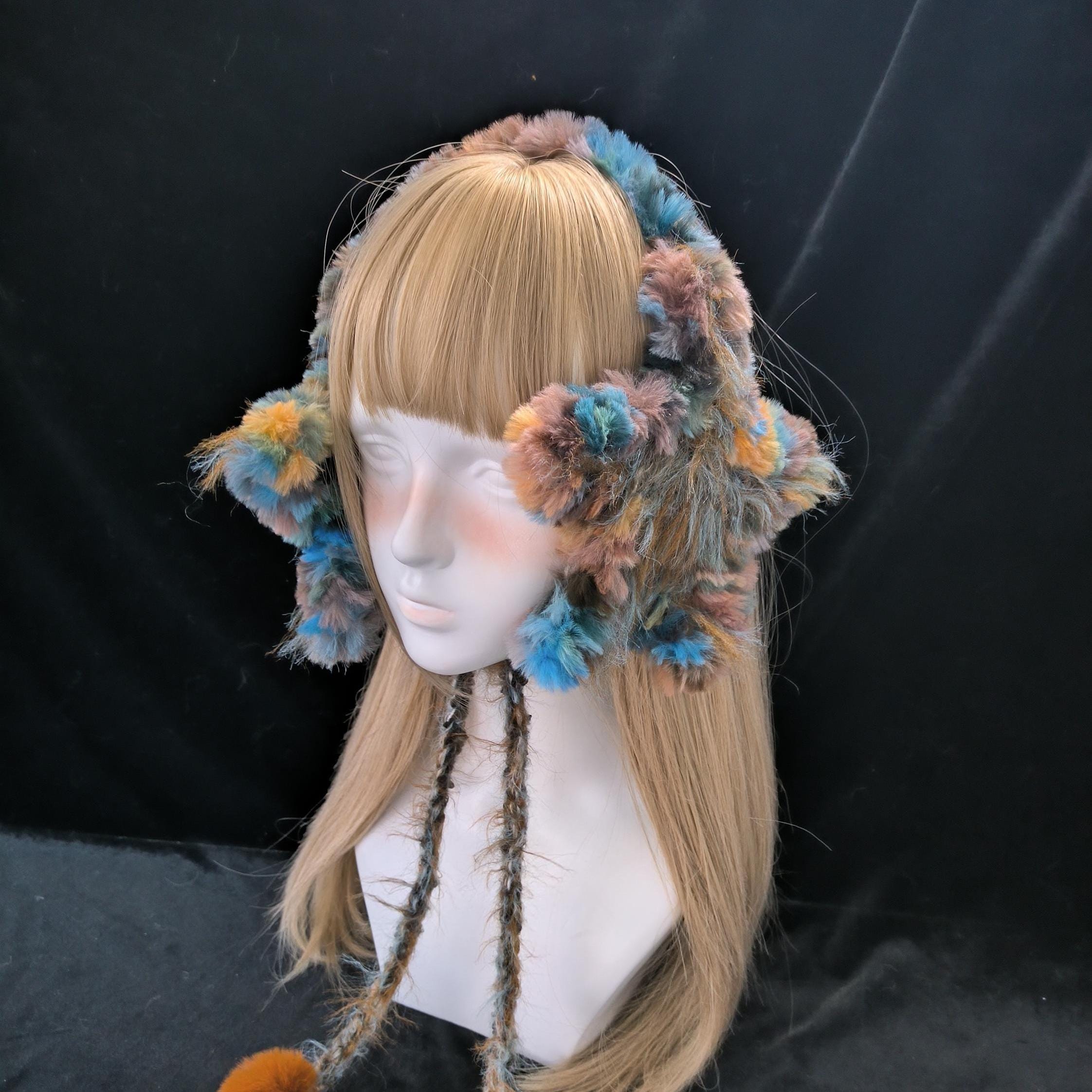 StellarPride Handmade Earthy Fairycore Star Earmuffs Plush Yarn