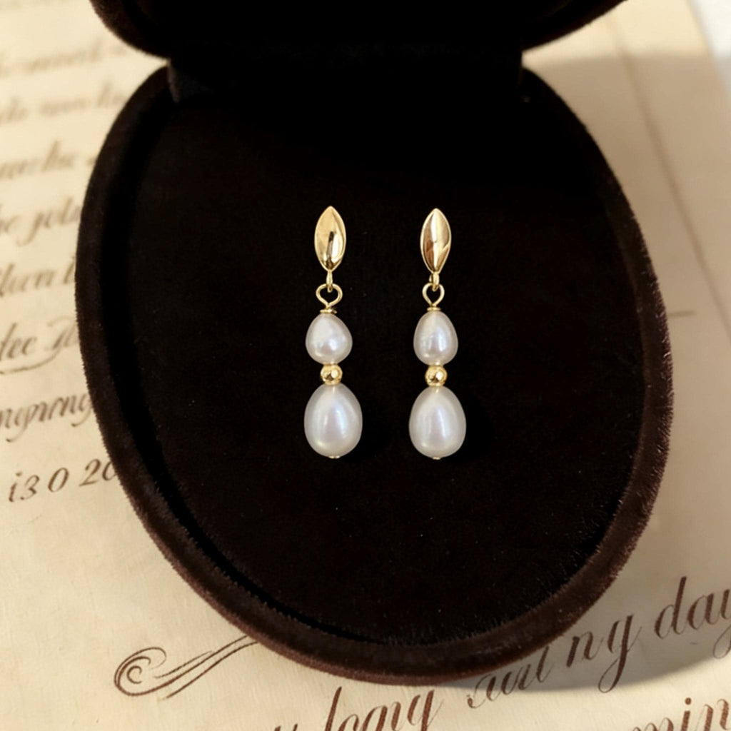 EcloraTreasures Freshwater Pearl Drop Earrings Hypoallergenic Bridal Jewelry