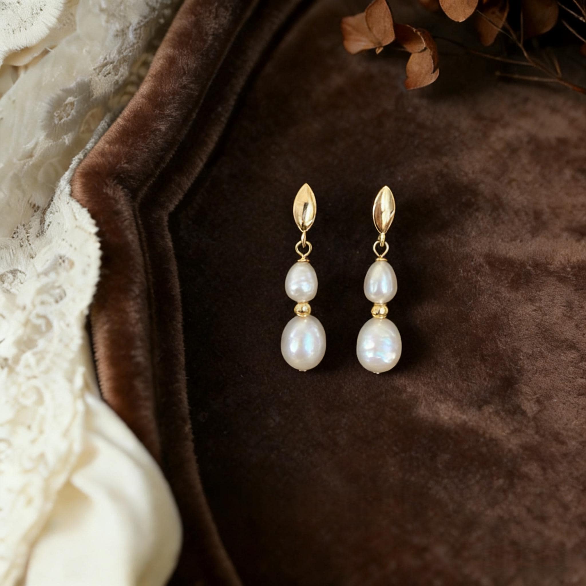 EcloraTreasures Freshwater Pearl Drop Earrings Hypoallergenic Bridal Jewelry
