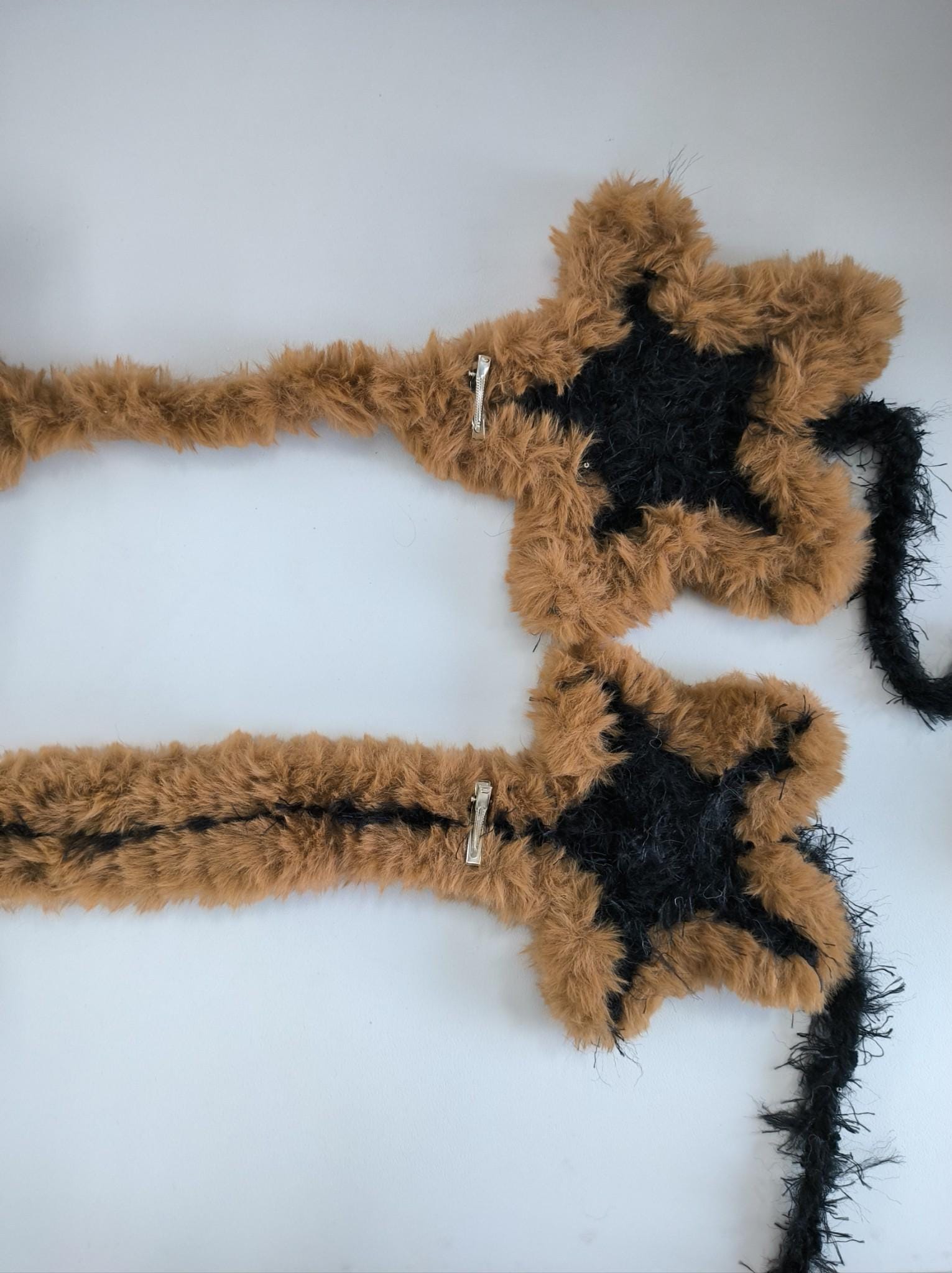 StellarPride Brown & Black Star Crochet Ear Warmer Handmade Boho