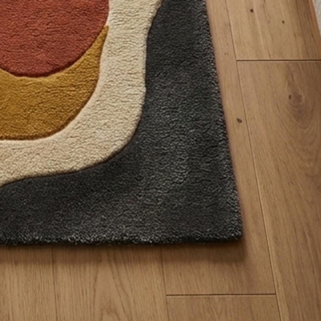 RugverseCreations Handmade Tufted Wool Rug Abstract Wavy Earth Tone
