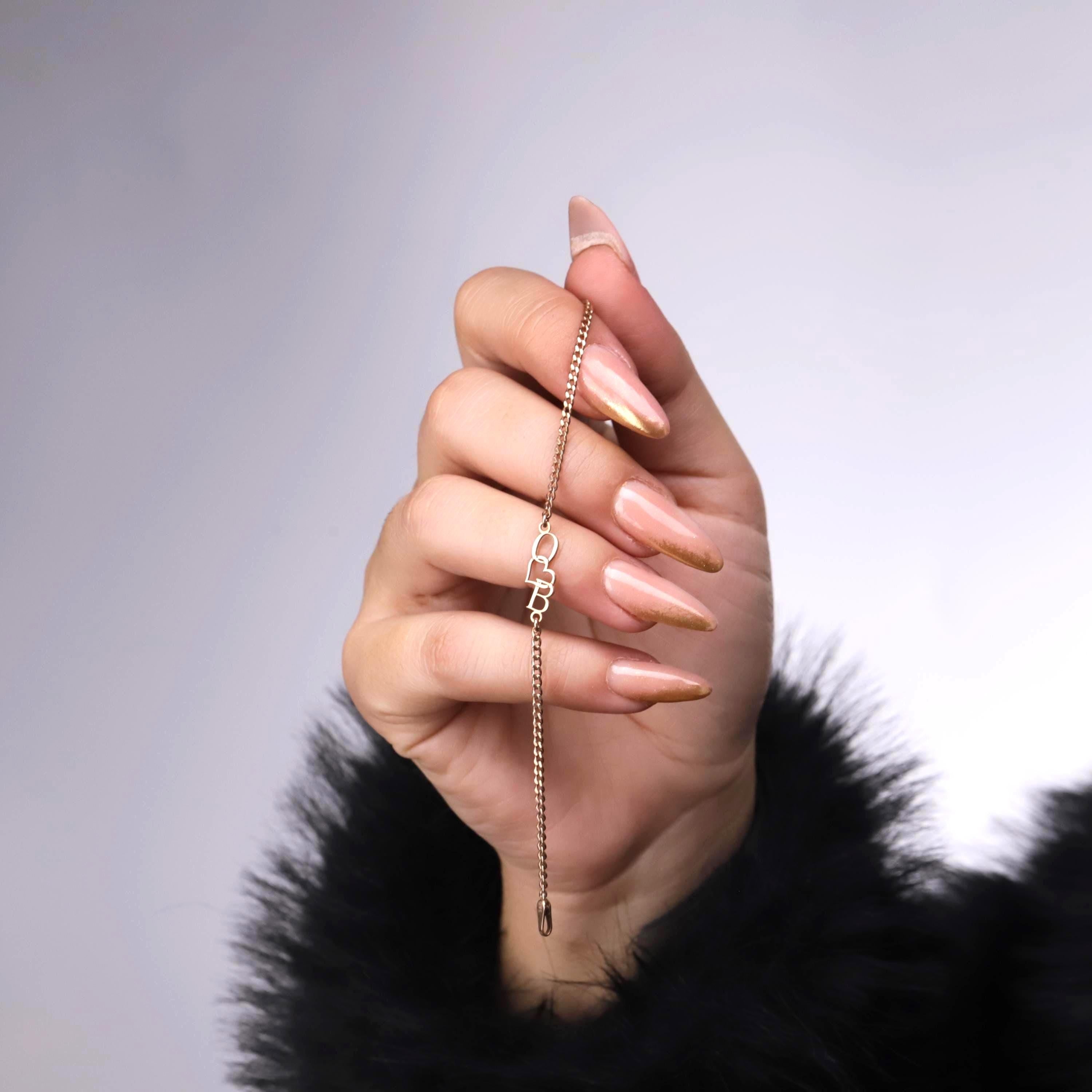 SilverGoldandRose Dainty Intertwined Initials Heart Bracelet Sterling Silver