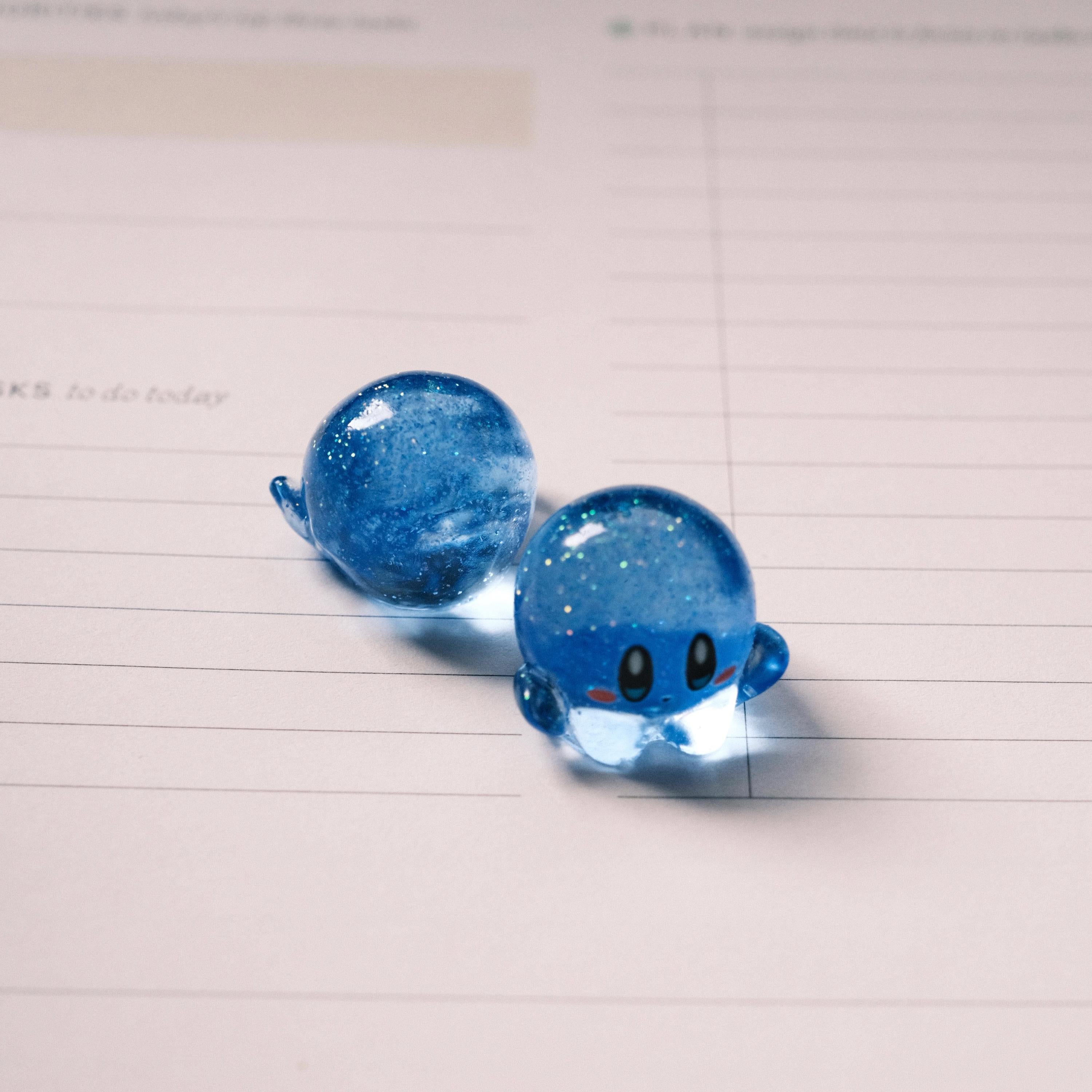 VanillaStarCafe Bubbly Kirby and Sparkling Shimmer Kirby Handmade Resin Charm