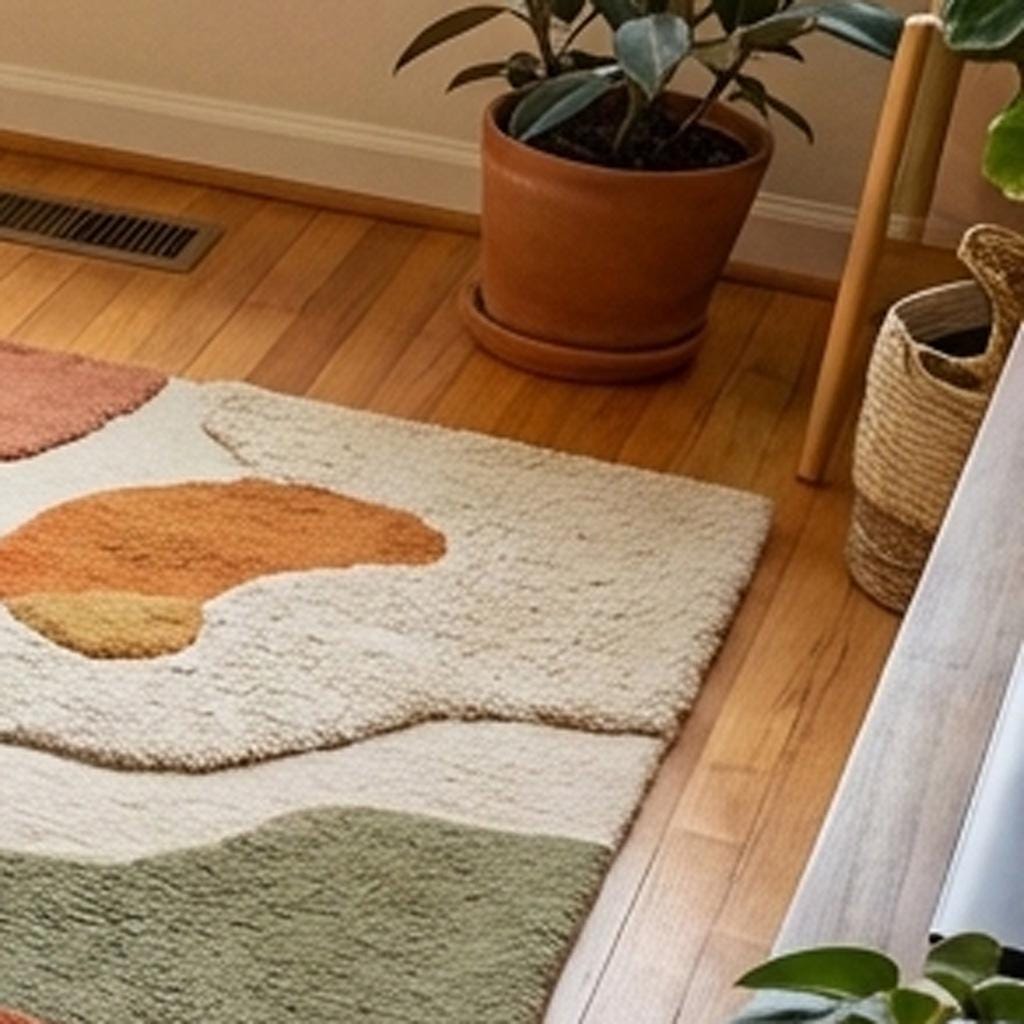 RugverseCreations Handmade Tufted Abstract Rug Organic Shapes Wool Carpet