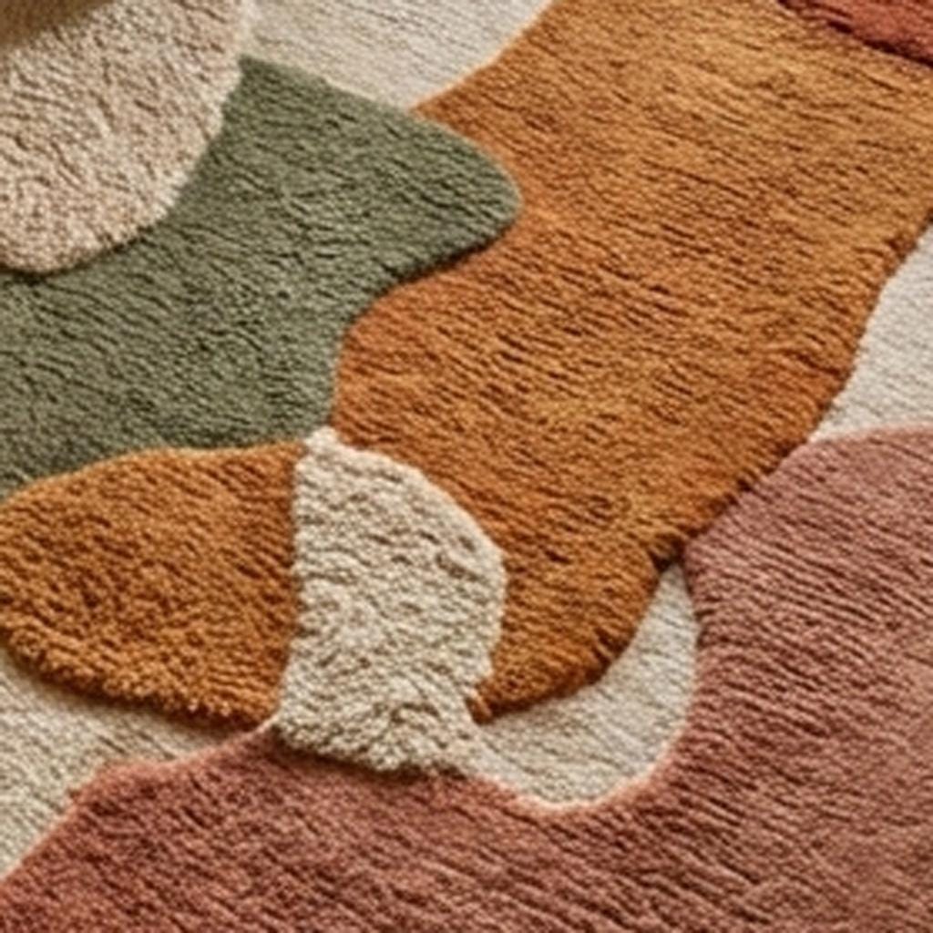 RugverseCreations Handmade Tufted Abstract Rug Organic Shapes Wool Carpet