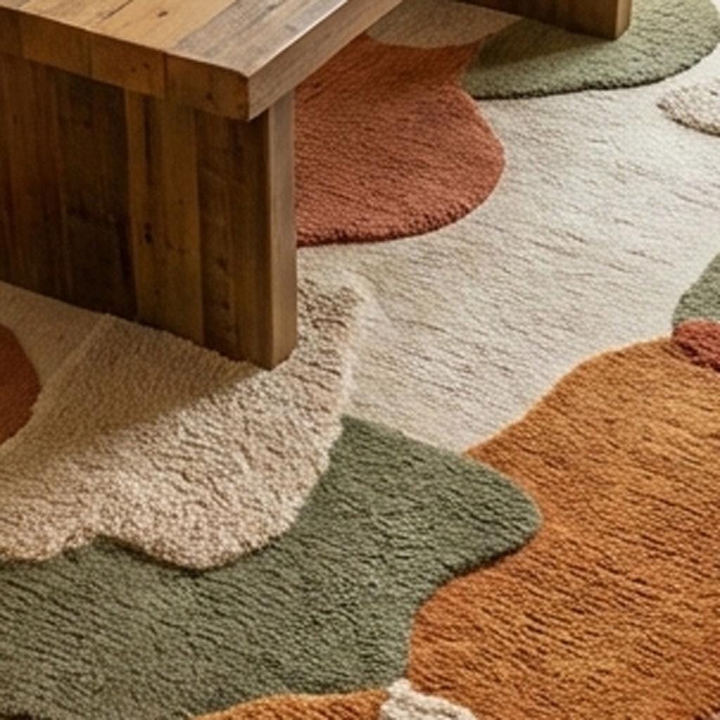 RugverseCreations Handmade Tufted Abstract Rug Organic Shapes Wool Carpet