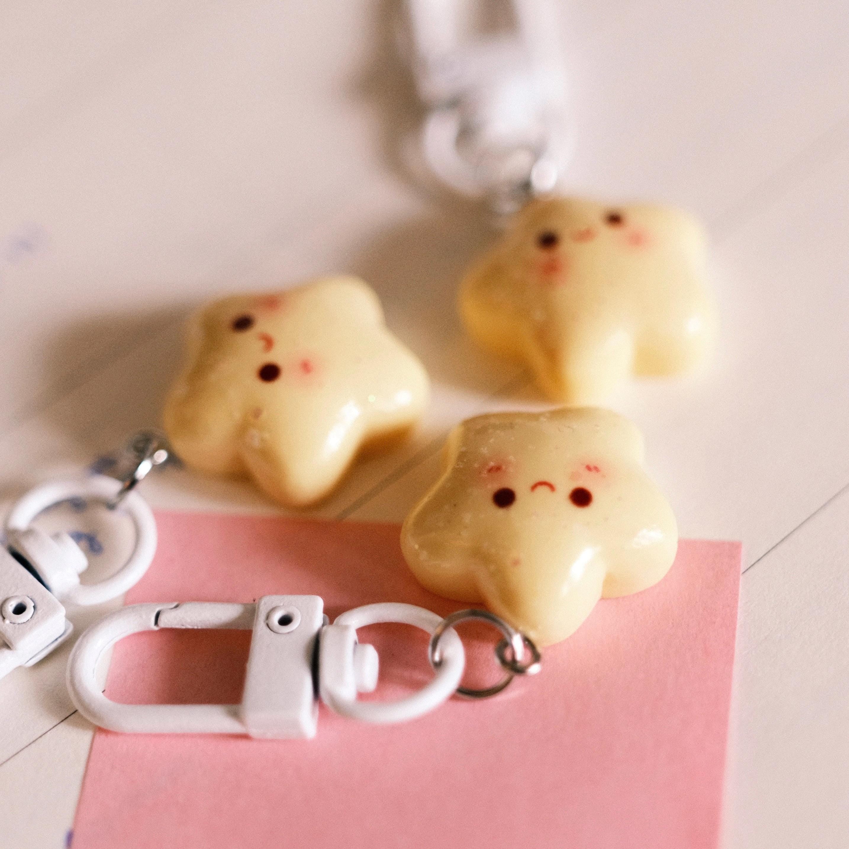 VanillaStarCafe Smiling Stars Polymer Clay Keychain 1in