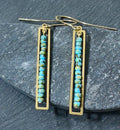 MossberryandStone Turquoise Bar Drop Earrings Gold Finish