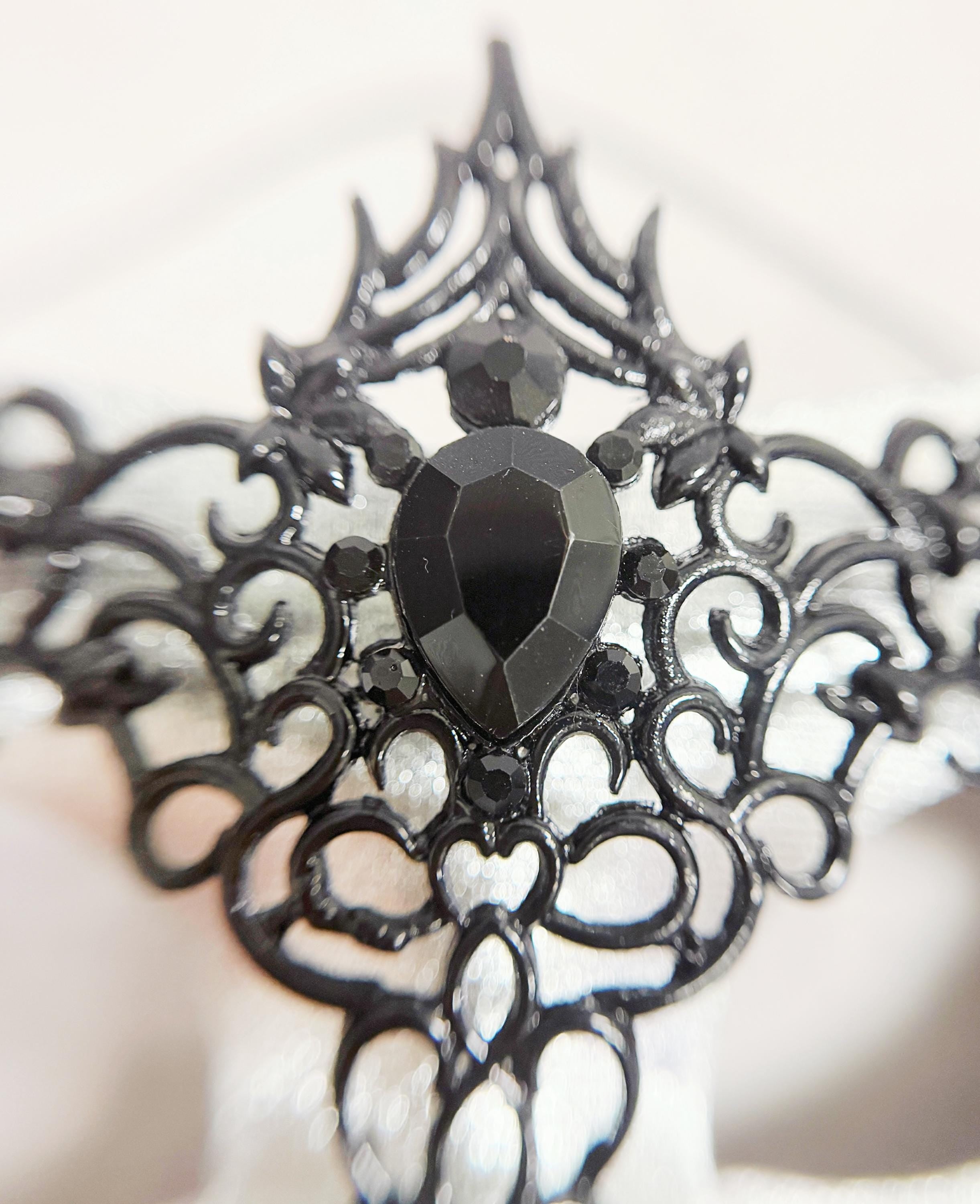 Men's Venetian Masquerade Mask Alloy Rhinestone Black Silver