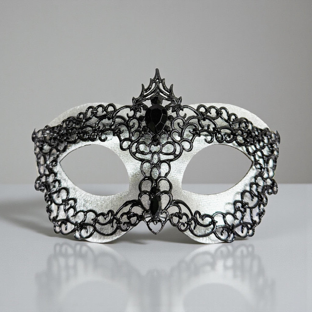 Men's Venetian Masquerade Mask Alloy Rhinestone Black Silver