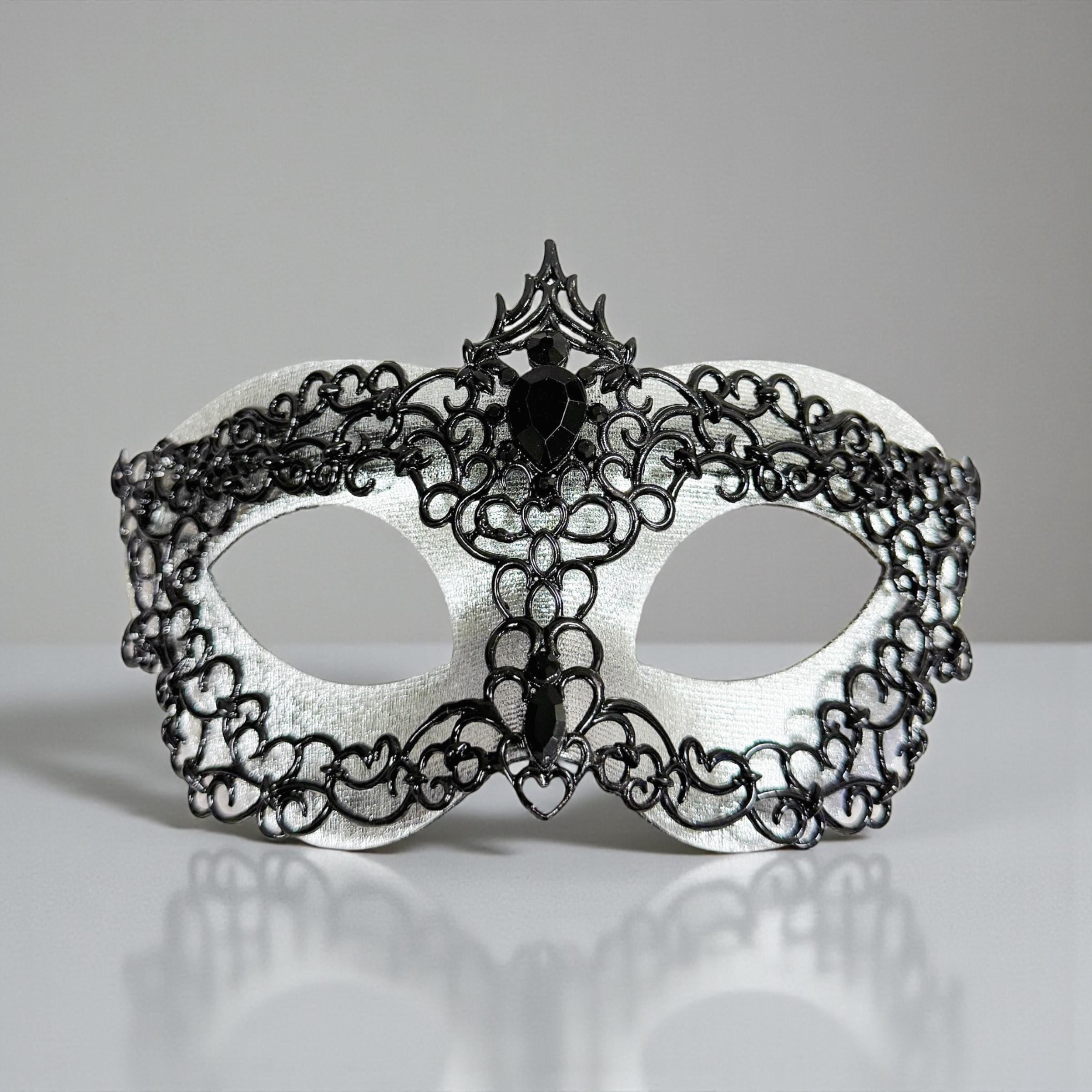 Men's Venetian Masquerade Mask Alloy Rhinestone Black Silver