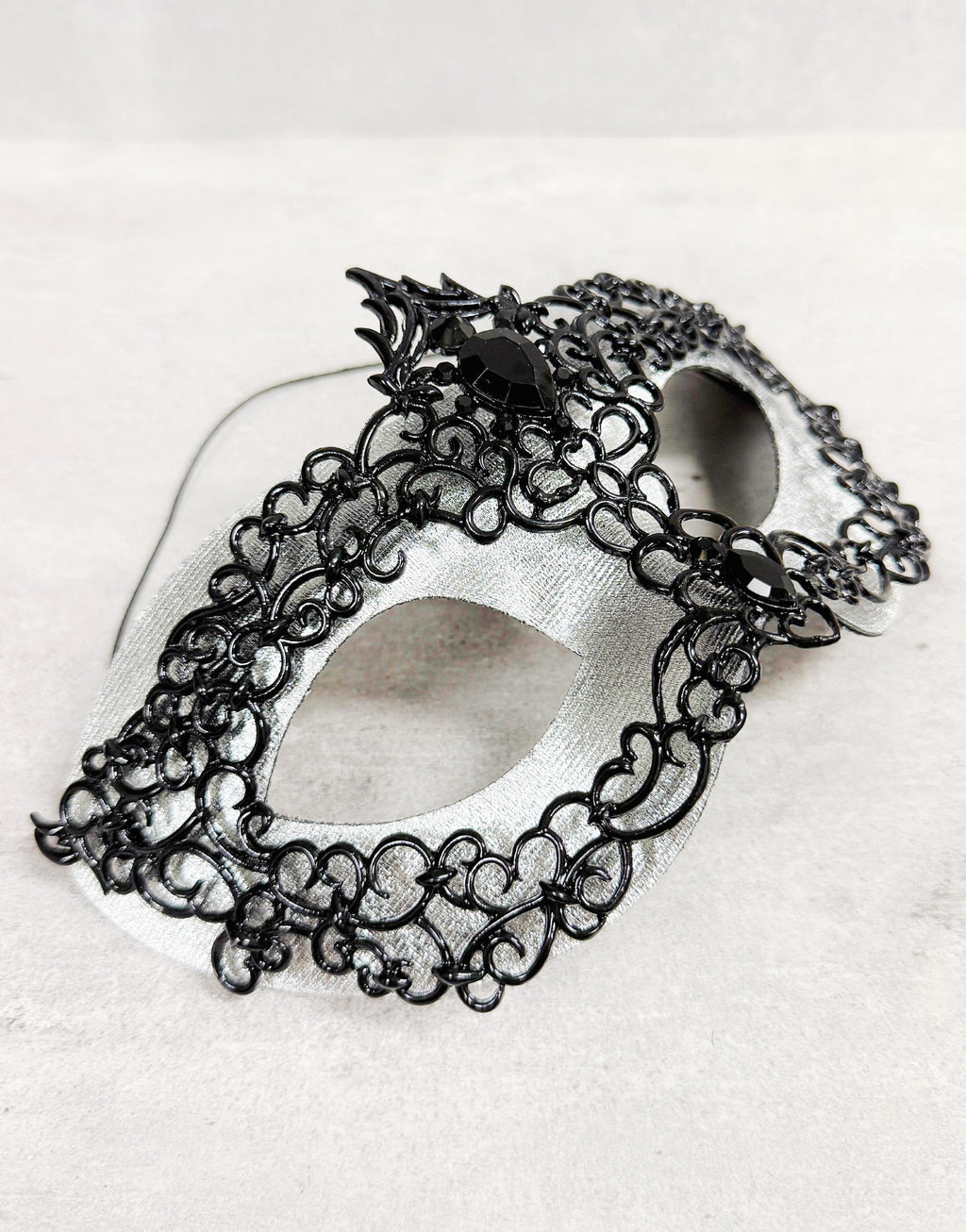 Men's Venetian Masquerade Mask Alloy Rhinestone Black Silver