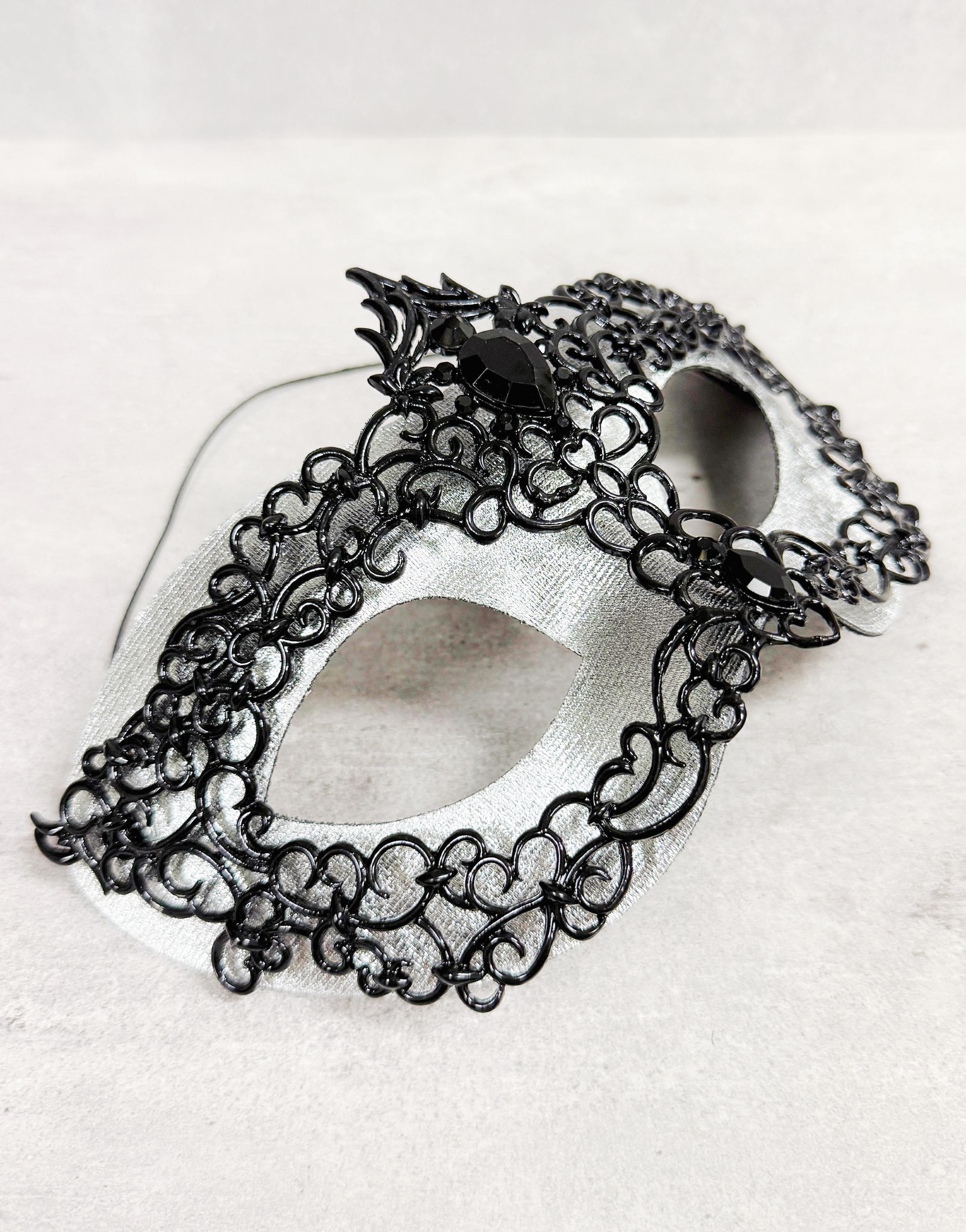 Men's Venetian Masquerade Mask Alloy Rhinestone Black Silver