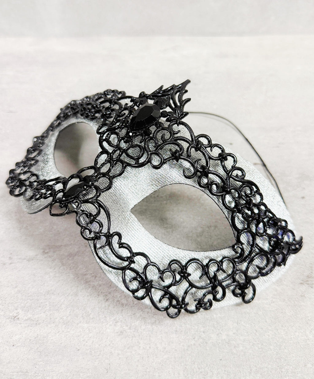 Men's Venetian Masquerade Mask Alloy Rhinestone Black Silver