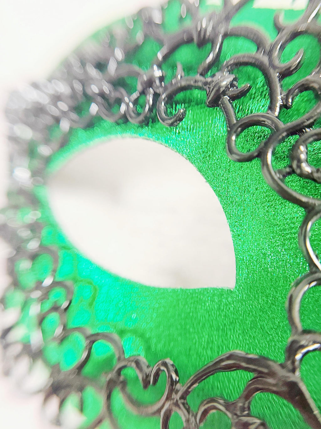 Men's Black Green Masquerade Mask, Alloy Rhinestone Venetian Ball Party Wear