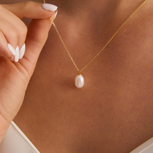 EcloraTreasures Natural Freshwater Pearl Drop Necklace 18in