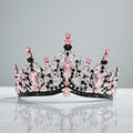 HappyJewelryWorld Gothic Wedding Tiara Black Pink Crystal Rhinestone