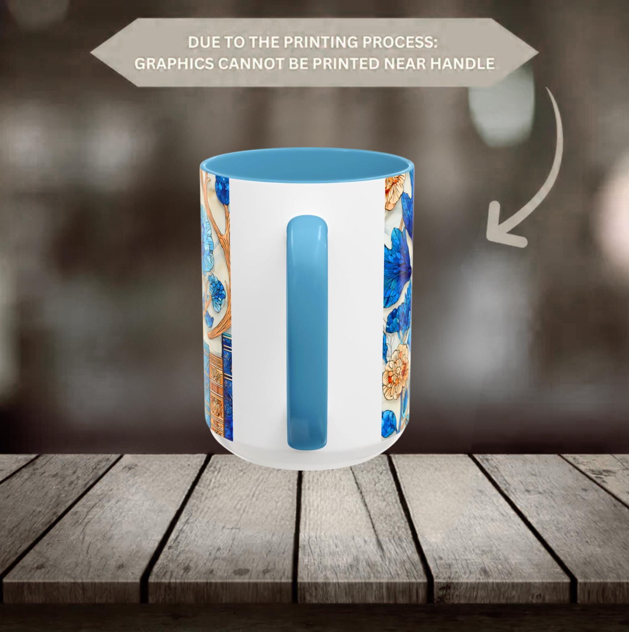 LELORESTORE Floral Bookshelf Coffee Mug Stained Glass Style