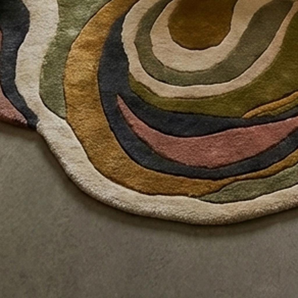 RugverseCreations Irregular Wavy Abstract Area Rug Hand Tufted Wool