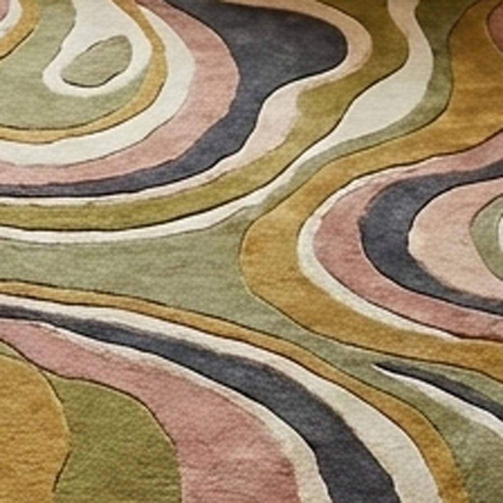 RugverseCreations Irregular Wavy Abstract Area Rug Hand Tufted Wool