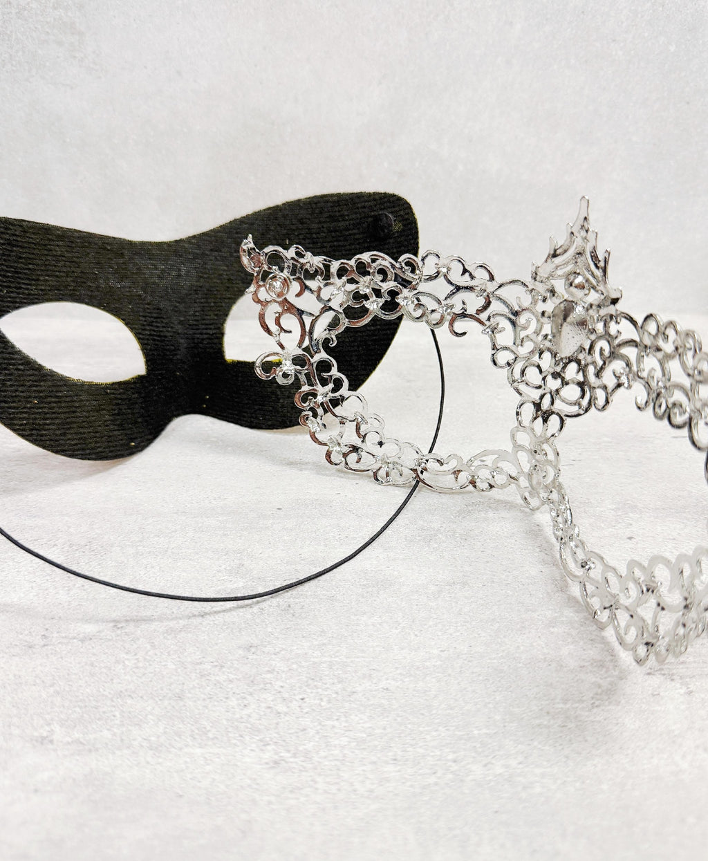 HappyJewelryWorld Silver And Blue Detachable Masquerade Mask Crystal Alloy