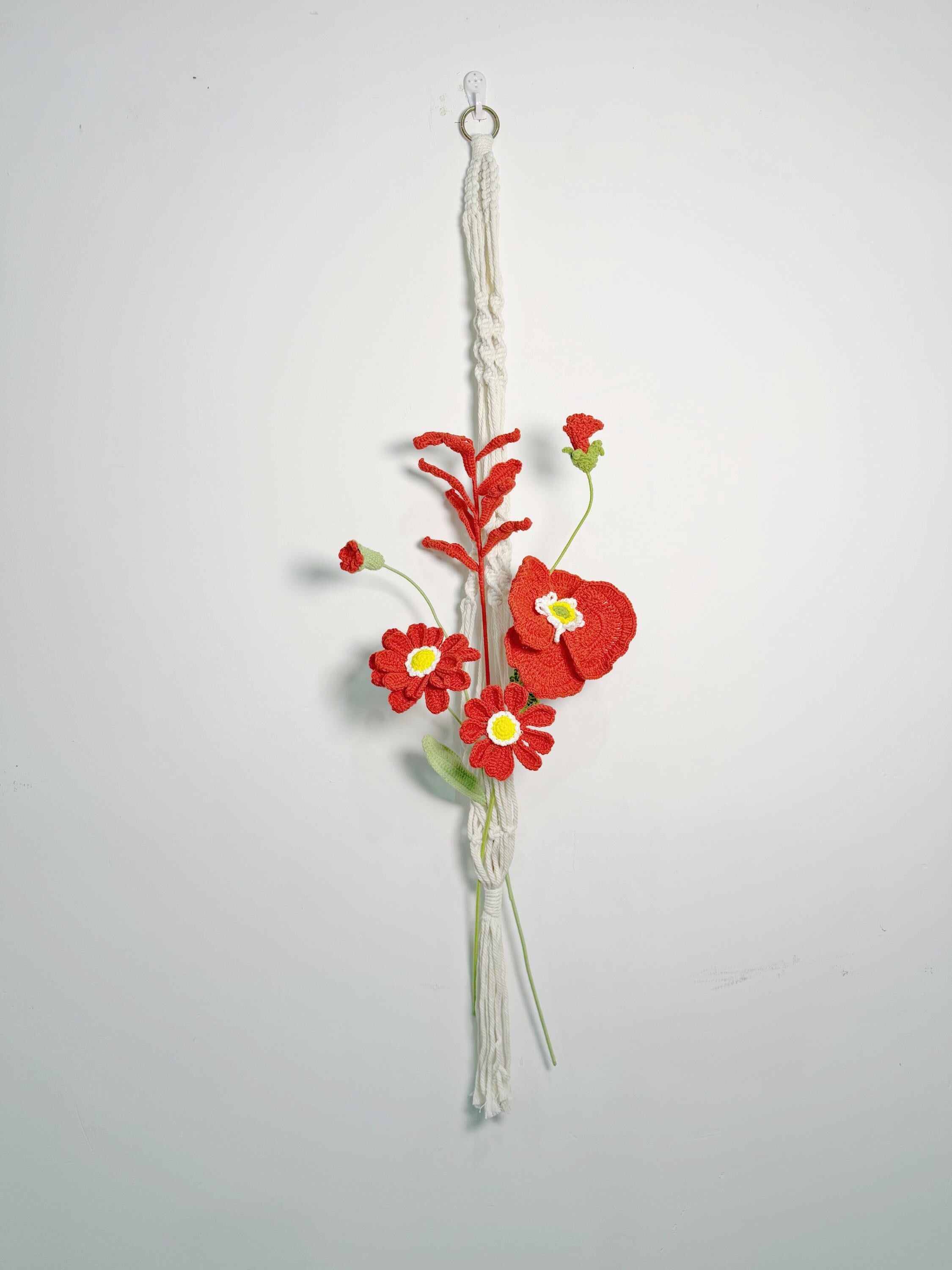 CrochetRecipe Crochet Flower Bouquet Macrame Wall Hanging Natural Cotton