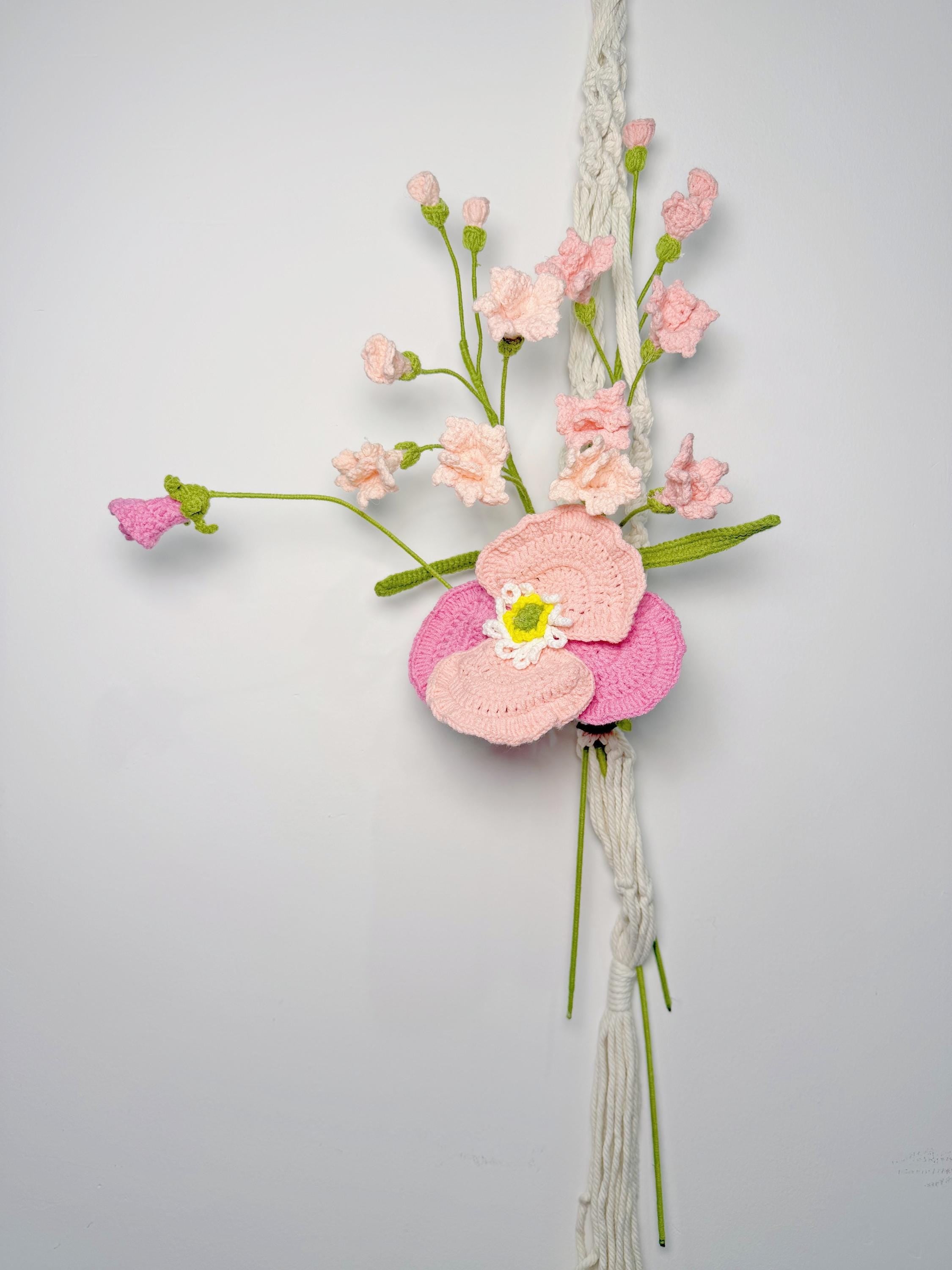 CrochetRecipe Crochet Flower Bouquet Macrame Wall Hanging Natural Cotton