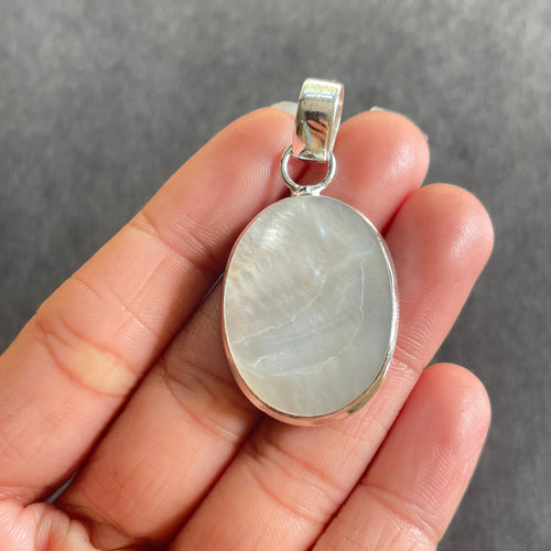EkkJewels Mother of Pearl Pendant Necklace Handmade 925 Sterling Silver