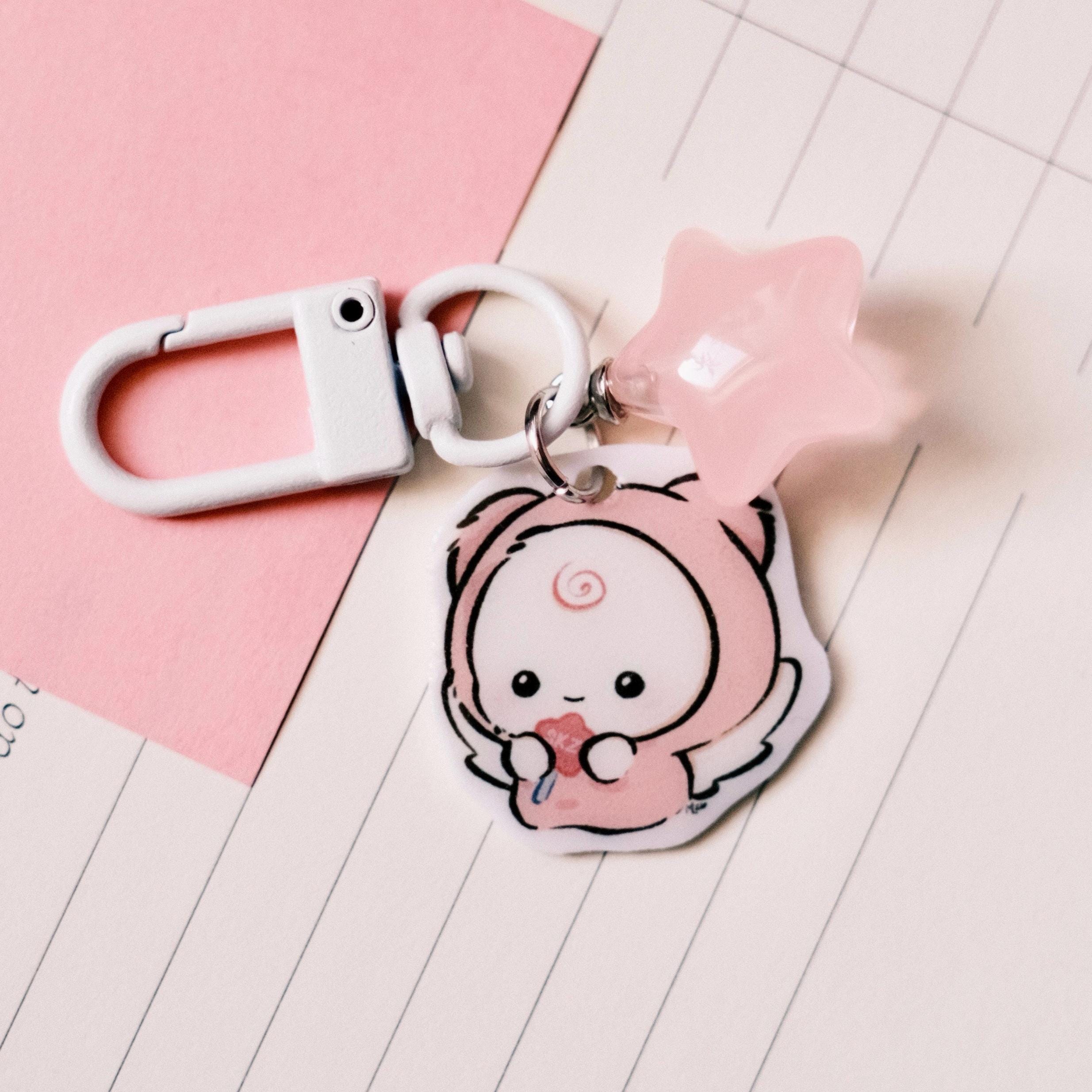 VanillaStarCafe STAY With Your Wings Resin Charm Keychain 1in