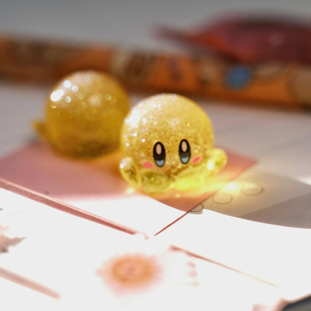 VanillaStarCafe Bubbly Kirby and Sparkling Shimmer Kirby Handmade Resin Charm