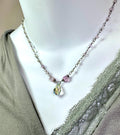 MossberryandStone Fluorite Pendant Necklace with Swarovski Crystal Drop