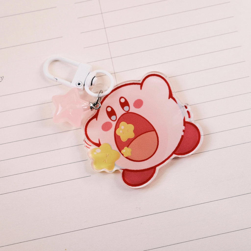 VanillaStarCafe Kirby and Stars Keychain Resin Charm 2 Inch